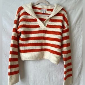 Orange and Cream striped sweater
